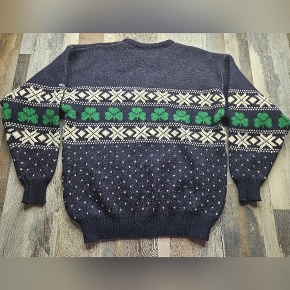 Blarney Castle Designs Sweater Medium Shamrocks Wool Fairisle - Picture 6 of 14